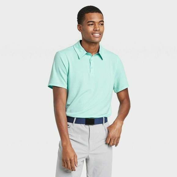Men's Pique Golf Polo Shirt - All in Motion Turquoise Mint M, Turquoise Green - Picture 2 of 2